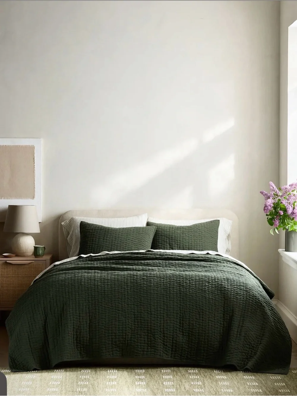 Quince European Linen and Cotton Stitch Quilt in Pine King 1364